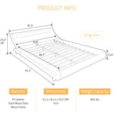 SHA CERLIN LED King Deluxe Upholstered Bed Frame - Adjustable Grey Sleigh Design with Music Sync Lighting SHA CERLIN