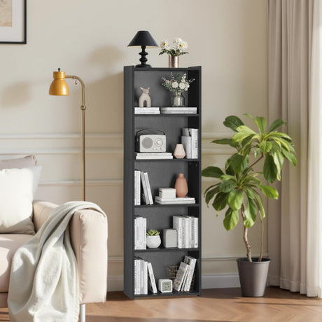 ZENY 5-Tier Shelf Bookcase, Freestanding Wood Storage Display Open Bookshelf for Home Office (Black) ZENY