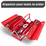 TCE ANTBC-128U-1 Torin 18" Metal Tool Box, Portable Steel Tool Cabinet with 5 Cantilever Tool Trays, Red TCE