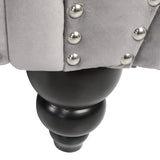 ONCIN Velvet Chesterfield Sofa, 84'' Modern Tufted 3 Seater Couch with Scroll Arms and Wood Legs for Living Room Bedroom (Gray), Grey Velvet, 84 In Chesterfield Sofa ONCIN