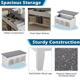 VINGLI Lift Top Coffee Table, Charcoal Top with White Frame, Farmhouse Cross-Sided Design, with Storage Shelf/Hidden Compartment, Gas Lift Mesa De Centro para Sala Pop Up Coffee Table VINGLI