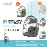 Patiorama Indoor Outdoor Egg Swing Chair Without Stand, Patio Wicker Rattan Hanging Chair w/Cushion, 350lbs Capacity, All Weather Foldable Hammock Chair Basket Chairs for Bedroom, Porch (Dark Grey) Patiorama