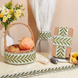 OLYCRAFT 10.9Yards Jacquard Ribbon Trim 2.4 Inch Leaf Pattern Jacquard Polyester Ribbons White Green Leaf Jacquard Woven Embroidery Trim for DIY Sewing Crafts Handmade Bag Belts Clothing Decoration OLYCRAFT