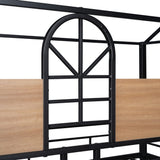 Merax Twin Over Twin Metal House Bunk Bed Frame with Slide, No Box Spring Needed, Black Merax