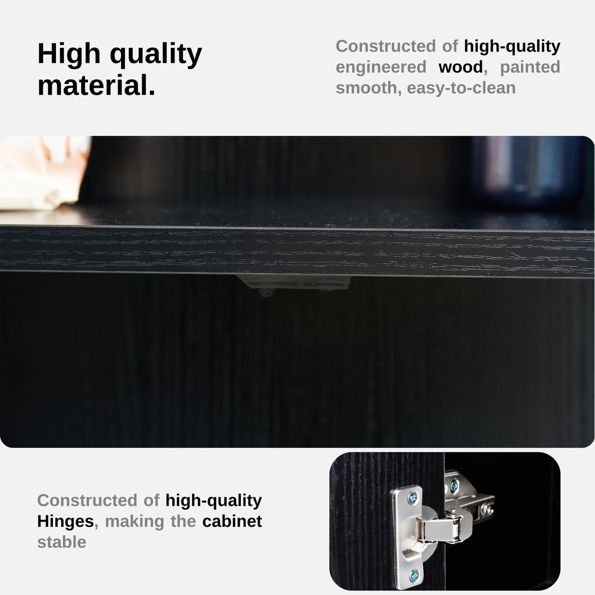 Tydaris Over The Toilet Storage Cabinet – Wood Bathroom Shelf Above Toilet with Double Doors, Bathroom Storage Cabinet Organizer, Black Tydaris