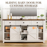 LUXOAK Farmhouse TV Stand with Sliding Barn Door & Drawer, 59" Rustic Entertainment Center for TVs up to 65", Buffet Storage Cabinet for Living Room, Bedroom, Dinning Room, White+Barnwood LUXOAK