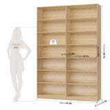 FACBOTALL 83.6" Tall Bookshelf and Bookcase, 7-Tier Extra Large Bookshelf with Double Storage, 14 Open Display Shelves for Home Office, Study and Living Room, Light Oak FACBOTALL