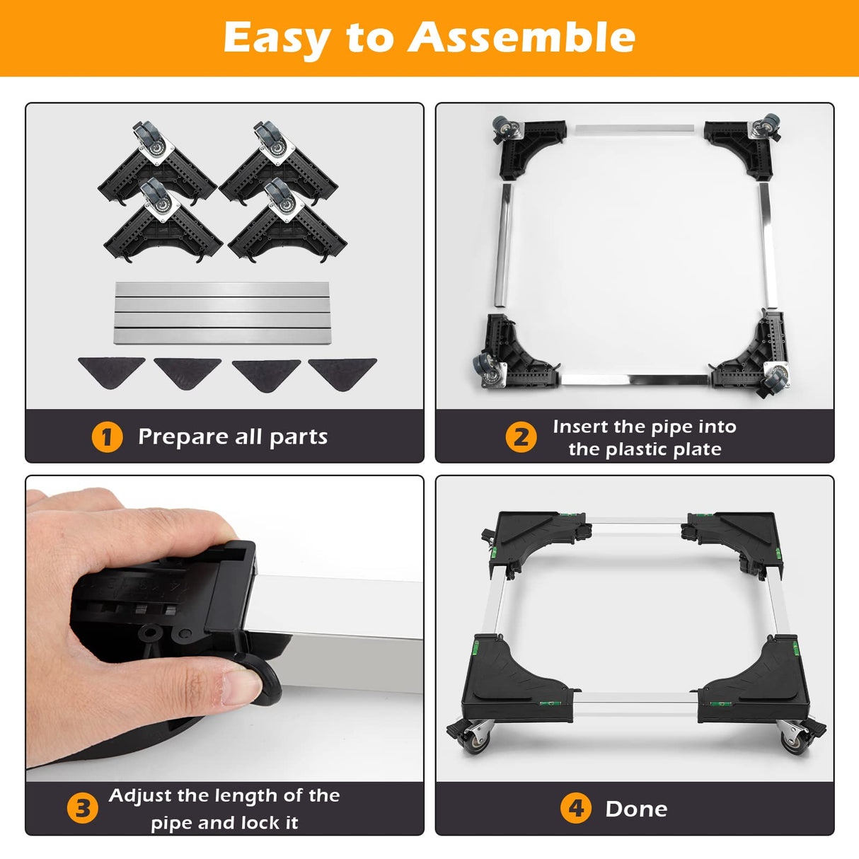 Nefish Furniture Dolly Adjustable Mini Fridge Stand Washing Machine Stand Mobile Roller with 4 Locking Swivel Wheels Universal Mobile Base Moving Cart for Dryer Refrigerator Nefish