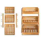 Merysen 3 Tier Wooden Fruit Basket For Kitchen, Bread Vegetable Fruit Basket Bowl Stand, Farmhouse Fruit Bowl for Countertop, Large Merysen