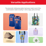 InkSonic 16"x24" Pneumatic Heat Press - 40x60cm Large Format, Sliding Dual Platen | Commercial T-Shirt Press for Sublimation, DTF, HTV | Movable Stand, Infrared Positioning RocRow