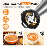 Immersion Blender Handheld 1100W Corded Hand Blender Trigger Variable Speed 3 in 1 Stick Blender with Whisk, Milk Frother Attachments Emulsion Blender Handheld for Soup, Smoothie, Puree BESROY