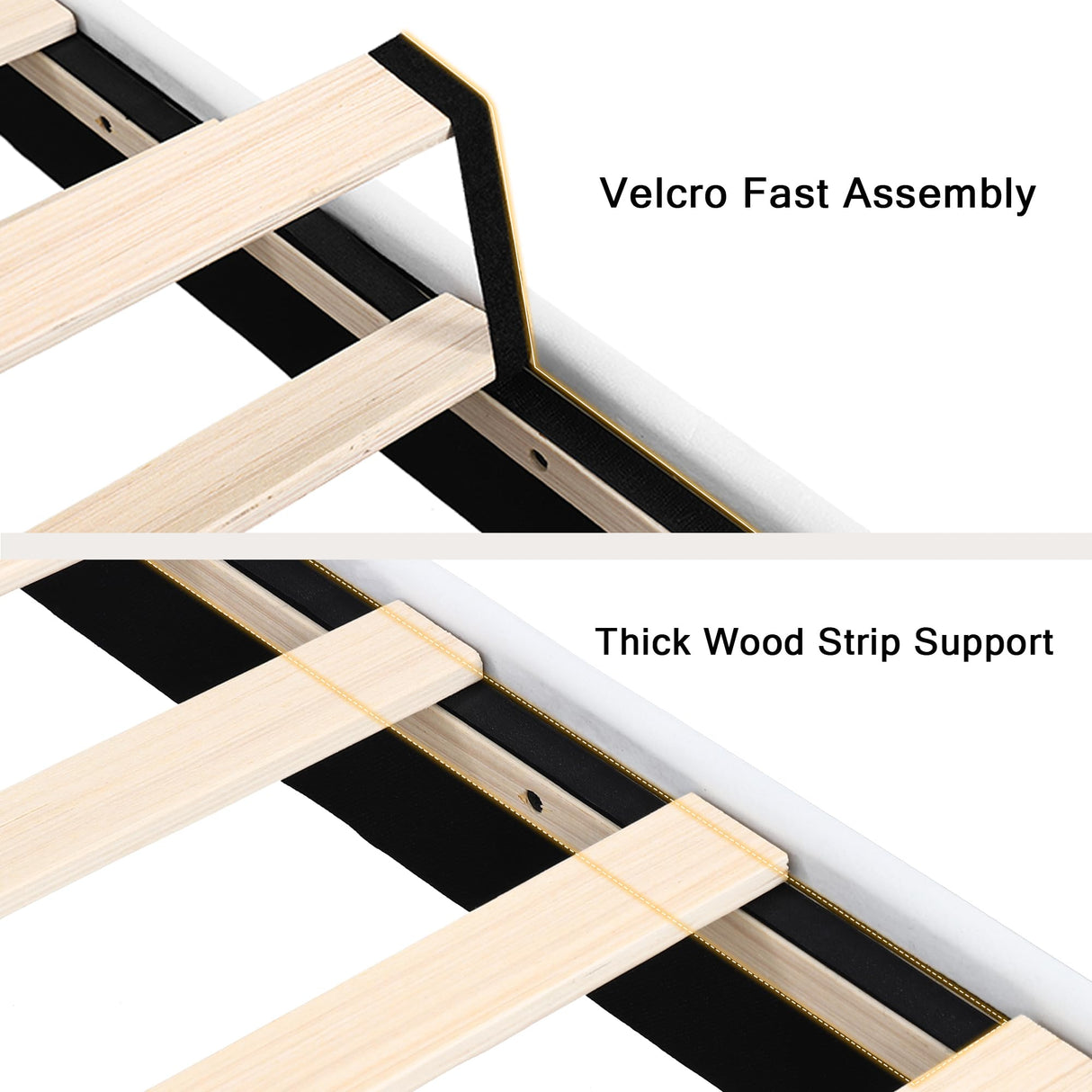 Einhomn Full Upholstered Bed Frame with Headboard, Button Tufted Linen Bed Base, Platform Bed with Wood Slat, Heavy Duty, Easy Assembly, No Box Spring Needed, White Einhomn