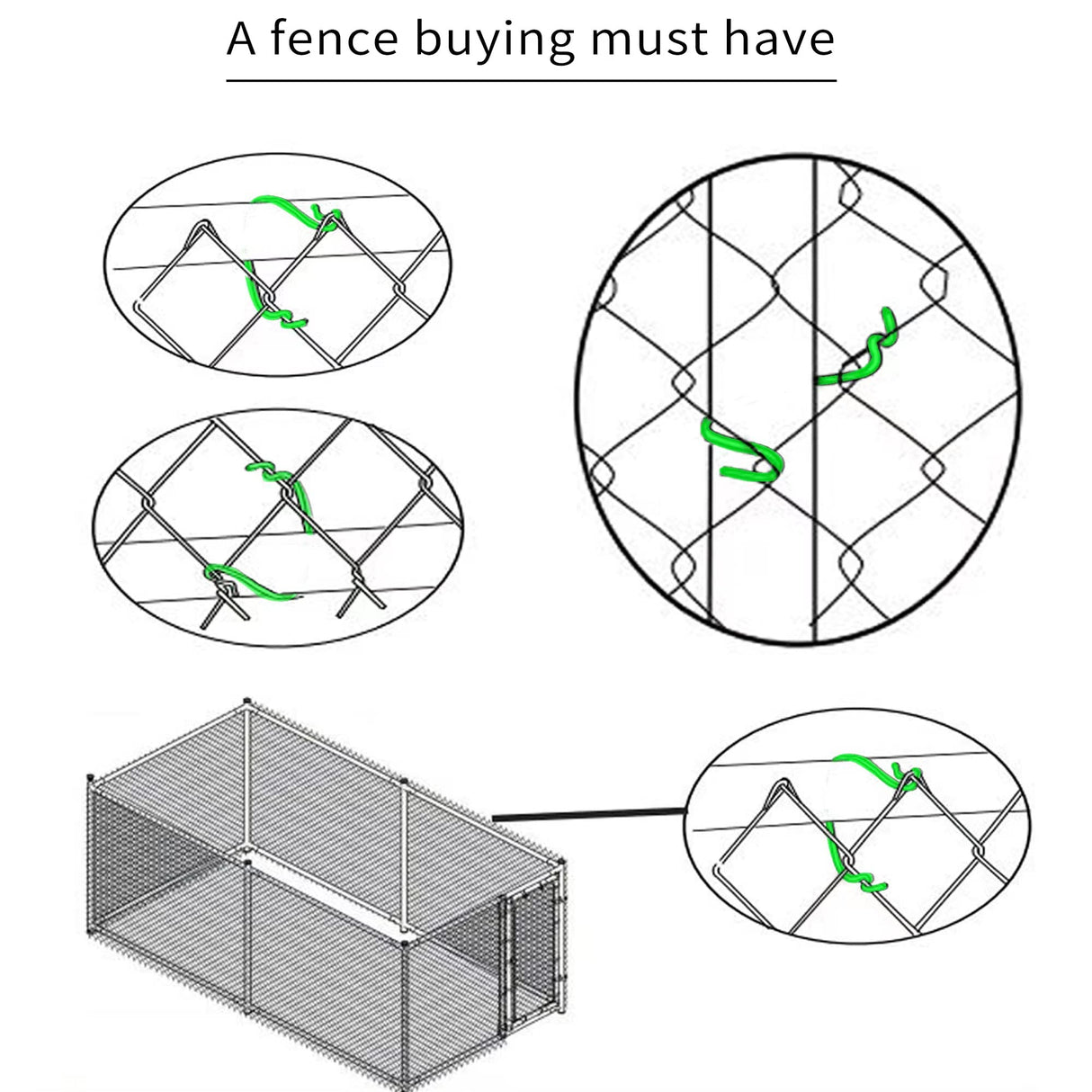 HITTITE 100-Pack Chain Link Fence Dog Fence Slats Hook,Repair Aluminum Wire Ties for Chain Link Fence and Dog Fence, Metal Wire Ties for Dog Fence, Chain Link Hook 7-9/10" Long, Diameter 13.5gauge. HITTITE