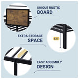 Allewie Black Twin Over Twin Bunk Bed with Rustic Wood Accents and Sturdy Metal Frame Allewie