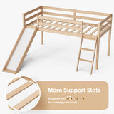 TOLEAD Twin Low Loft Bed with Interchangeable Slide and Ladder for Kids TOLEAD
