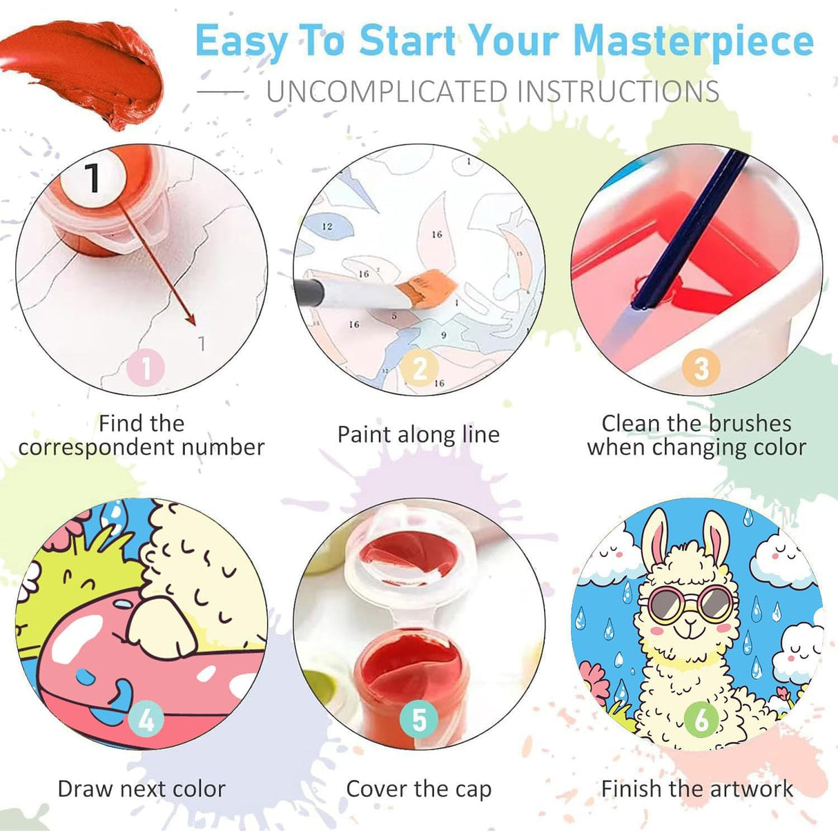 cviokrdu 3 Pack Framed Paint by Numbers Kit for Kids Ages 8-12, Animal Paint by Number for Beginners, DIY Easy Alpaca Flamingo Acrylic Oil Painting Kits on Canvas for Home Wall Decor (8x12 inch) cviokrdu