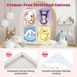 Sretoul 4 Pack Cartoon Paint by Numbers Kit for Kids with Frame - Wooden Easel, Cute Kids Paint by Numbers Ages 4 8 12, DIY Acrylic Oil Painting for Home Wall Decor (8x8 inch) Sretoul