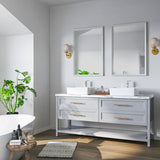 Sinber 19" x 15" x 5.31" White Rectangular Ceramic Countertop Bathroom Vanity Vessel Sink BVS1915A-OL Sinber