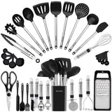Kitchen Utensil Set-Silicone Cooking Utensils-33 Kitchen Gadgets & Spoons for Nonstick Cookware-Silicone and Stainless Steel Spatula Set-Best Kitchen Tools, Useful Pots and Pans Accessories BESTZMWK
