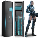 Emasme 5 Gun Safes for Home Rifle and Pistols, Rifle Gun Safe with a Storage Box, Shotgun Safe Without Assembly Required Gun Safe Quick Access, Gun Cabinet with Removable Shelf, Dual Alarm System Emasme