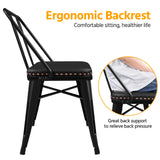 Yaheetech Farmhouse Dining Bench Industrial Metal Bench with Upholstered Seat with and Removable Backrest for Entryway, Garden, Backyard, Black Yaheetech