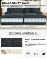 80 Inch Double Chaise Lounge Chair Indoor, Oversized Sectional Corduroy Upholstered Boneless Sofa Bed, Deep Seat Sleeper Loveseat Reading Chairs, Cloud Sofas Couches, No Assembly Required (Dark Grey) HANXIN