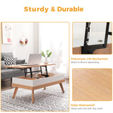 Bidiso Lift Top Coffee Center Table with Hidden Storage Compartment, Easy-to-Assembly , Dining Table for Living Room Reception/Home Office, Oak Bidiso