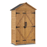 MCombo Outdoor Storage Cabinet, Garden Wood Tool Shed, Outside Wooden Shed Closet with Shelves and Latch for Yard, Patio, Deck and Porch 1000 Natural mcombo