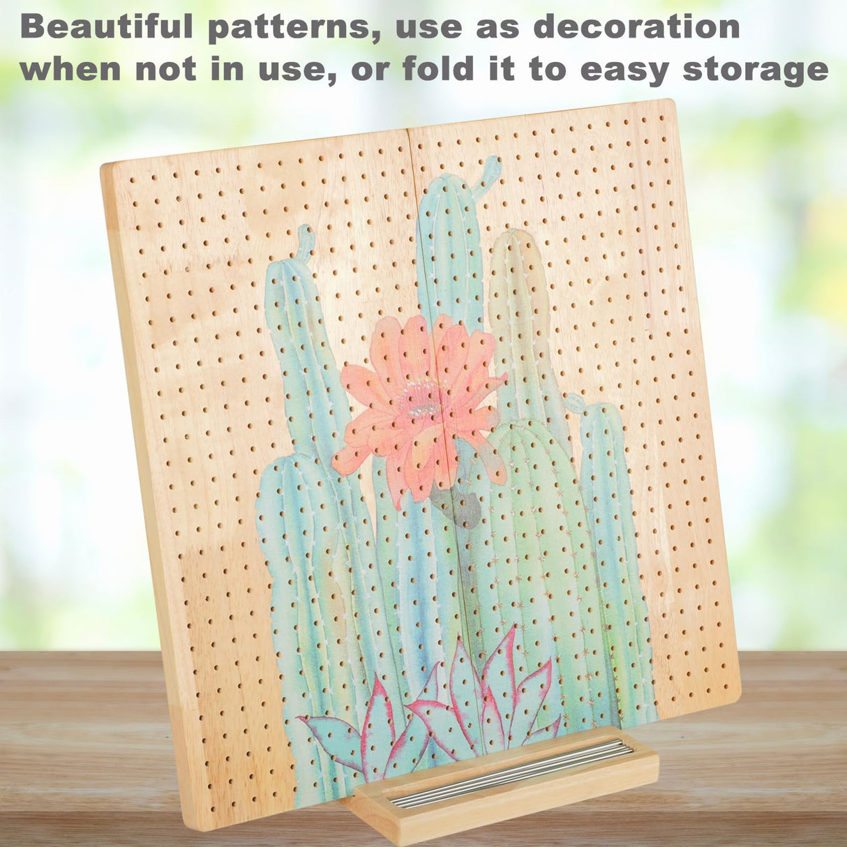 Svartur 15" Foldable Crochet Blocking Board with Pegs & Storage Pouch, Large Granny Square Blocking Board for Crocheting, Wooden Knitting Blocking Mat for Wet Blocking Crochet and Knit Squares Svartur