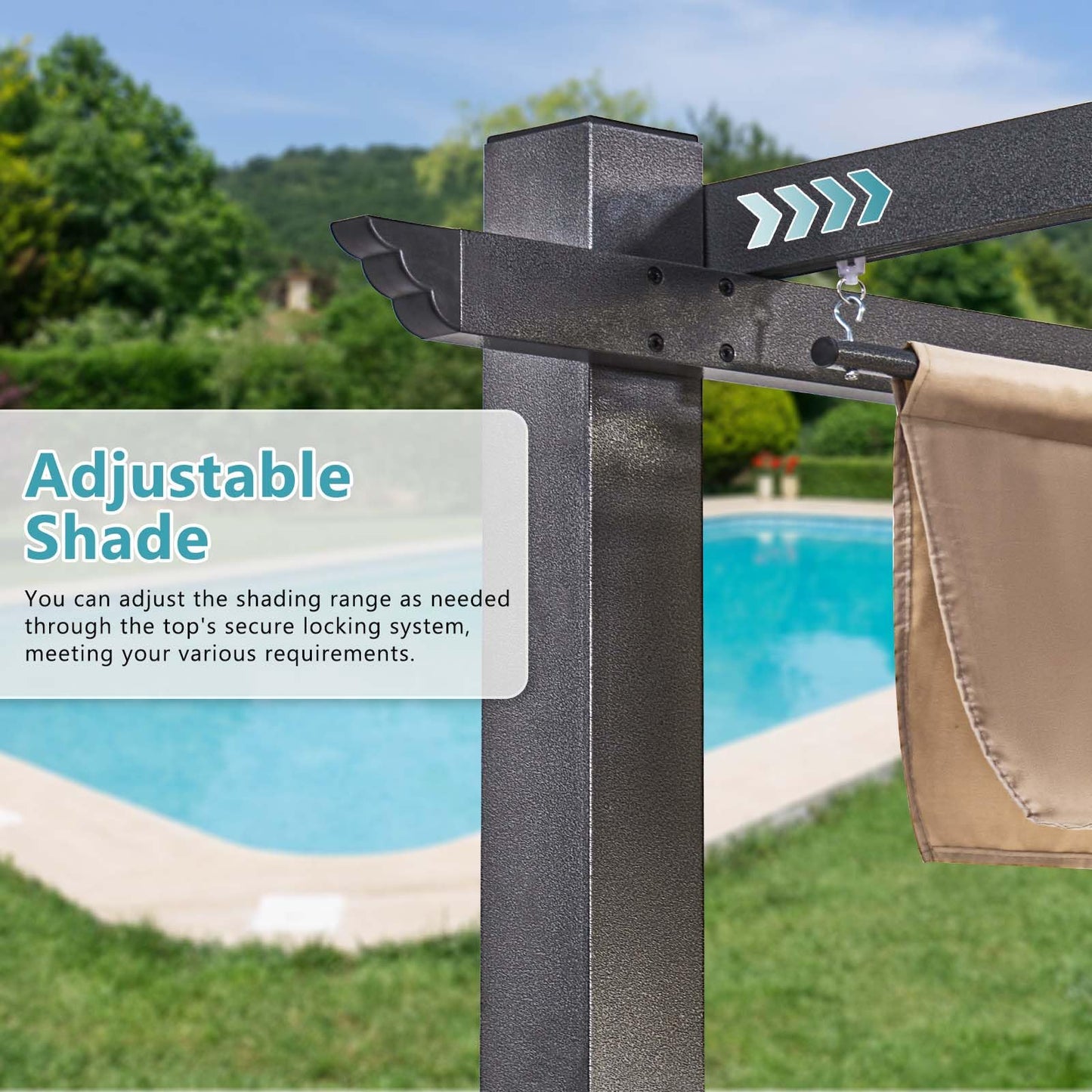 Aoxun Outdoor Pergola, 10‘×20’ Retractable Pergola, Aluminum Pergola Patio, Modern Pergola with Retractable Sun Shade Canopy for Gardens, Backyards and Decks