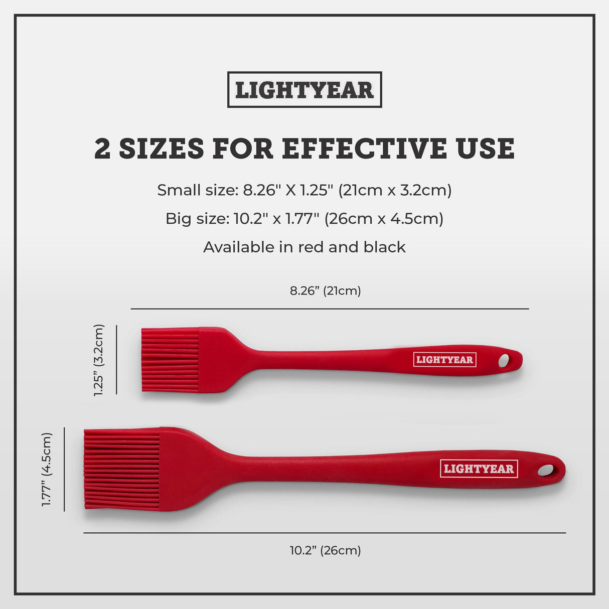Lightyear Silicone Basting Pastry Brush Set (2 Pcs) ❘ 450°F Heat Resistant Oil Brush for Your Kitchen - Ideal For BBQ’s, Baking & Cooking | 100% Food Grade Silicone - BPA Free & Dishwasher Safe (Red) Lightyear