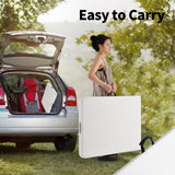 WGCTEK 6ft Plastic Folding Table, Lightweight Outdoor Foldable Table for Party, Hiking, Patio, Banquet, Wedding, Camping with Easy Carrying Handle - White WGCTEK