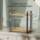 Delamu 2-Tier Bathroom Counter Organizer, Wood Vanity Organizer Countertop for Skincare & Makeup, Multi-Purpose Vanity Bathroom Shelf for Coffee Station Kitchen Storage and Organization Delamu