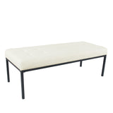 HomePop Tufted Metal Bench - Stain-Resistant Cream Woven HomePop