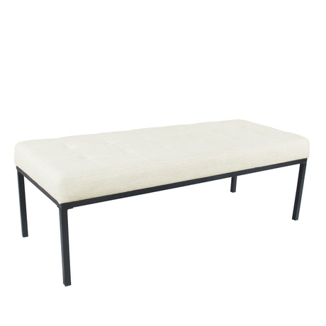 HomePop Tufted Metal Bench - Stain-Resistant Cream Woven HomePop