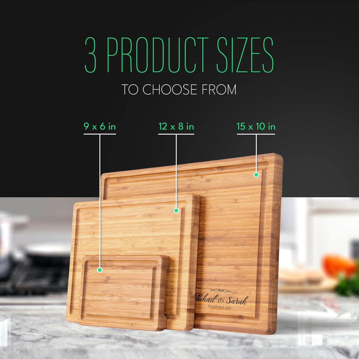 Personalized Cutting Board Customized Charcuterie Board Perfect for Weddings, Anniversaries, and Housewarmings Includes Gift Box and Stands. BrightTexts