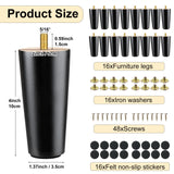 Maitys 4 Inch Round Solid Furniture Legs Furniture Wooden Replacement Chair Feet Dresser Sofa Couch Legs Table Cabinet Footstool DIY Projects for Home(Black,16 Pcs) Maitys