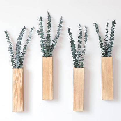 Wlicon 4 PCS Wood Wall Planters Wood Wall Vases Hanging Wooden Vase Wall Planter for Indoor Plants Small Farmhouse Decoration Wall Mounted Plant Flower Pot for Dried Flowers Garden Bedroom Ho - WoodArtSupply