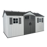 Lifetime Outdoor Storage Shed, 15x8 Ft, Gray, Resin Backyard Tool Shed with Lockable Doors and Weather-Resistant Panels Lifetime