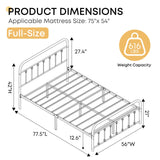 Chuangshuo Guard Full Size Bed Frame-Classic Metal Platform Bed Frame Mattress Foundation with Victorian Style Iron-Art Headboard/Footboard/Storage Space/No Box Spring Needed/Black Chuangshuo Guard