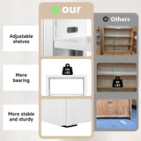 Modern 6-Tier Metal Book Shelf Storage Organiser - 77'' White Tall Bookcase for Living Room, Bedroom & Office ALJKF