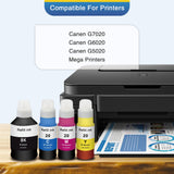 Topcolor Compatible Dye Ink Replacement for Canon GI-20 GI20 Ink Bottles Refills Kit for Canon G6020 G7020 G5020 MegaTank Printers, 170mL Black Ink Refill, 70mL Cyan Magenta Yellow, 4 Packs Topcolor