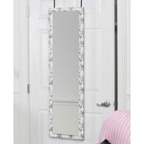 Mirrotek - Full Length Adjustable Over The Door Mirror White Wood Finish Hanging Instant Install Long Body for Bedroom, Dorm Room, 14" x 48" Mirrotek