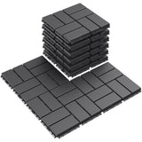 Goovilla Plastic Interlocking Deck Tiles, 9 Pack Outdoor Patio Flooring, 12"x12" Interlocking Decking Tile Outdoor All Weather Use, Waterproof Patio Pavers for Pool Balcony Backyard Porch, Dark Grey Goovilla