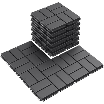 Goovilla Plastic Interlocking Deck Tiles, 9 Pack Outdoor Patio Flooring, 12"x12" Interlocking Decking Tile Outdoor All Weather Use, Waterproof Patio Pavers for Pool Balcony Backyard Porch, Da - WoodArtSupply