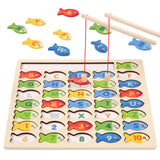 Diaodey Wooden Magnetic Fishing Game for Toddlers, Montessori Fine Motor Skills Toy with Letters and Numbers, Preschool Learning ABC and Puzzle Educational Toys Gift for 3 4 5+ Year Old Kids(2 Poles) Diaodey