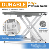 Professional Electric Dog Grooming Table - Heavy Duty, Height Adjustable Pet Grooming Table w/Leveling Wheels, Dog Grooming Arm, Anti Slip Tabletop & Tool Organizer/Dog Grooming Station (49", WHITE) KANIS