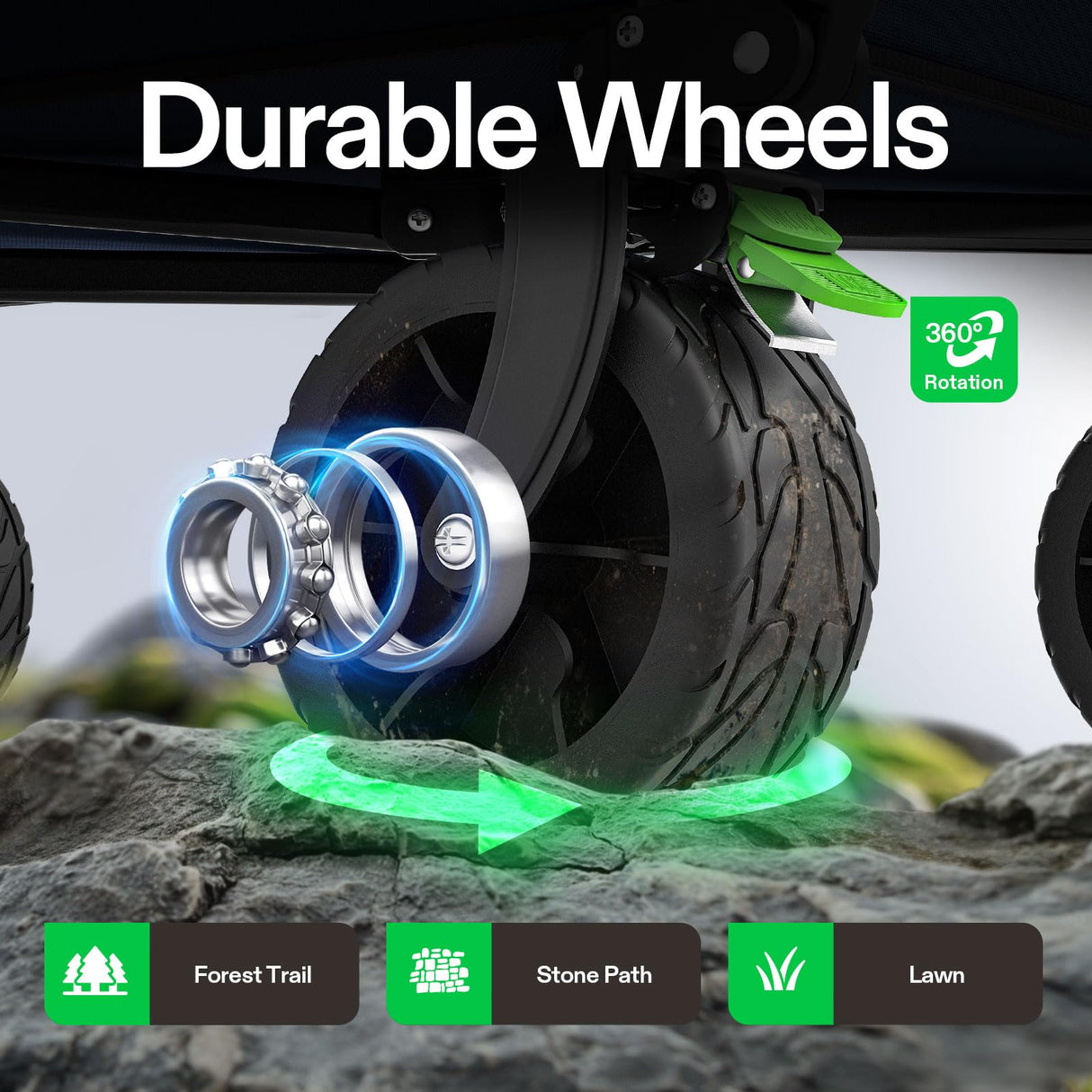 VIVOSUN Collapsible Folding Wagon, Outdoor Utility with Silent All-Terrain Beach Wheels, Adjustable Handle, Cup Holders & Side Pockets, for Camping, Beach, Shopping, Garden, Sports, Picnic, Blue VIVOSUN