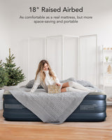 iDOO Queen Air Mattress with Built in Pump, 18 Raised Comfort Blow up Mattress, Upgraded Four Chamber Airbed, Inflatable Mattress for Guests and Home, colchon inflable, Air Bed, 650 lbs Max iDOO