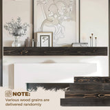 ABSWHLM 72x8x3 Fireplace Mantel - Handcrafted Hollow Rustic Solid Wood Wall Mounted Floating Shelf with Invisible Heavy Duty Wood Bracket (Weathered Black) ABSWHLM